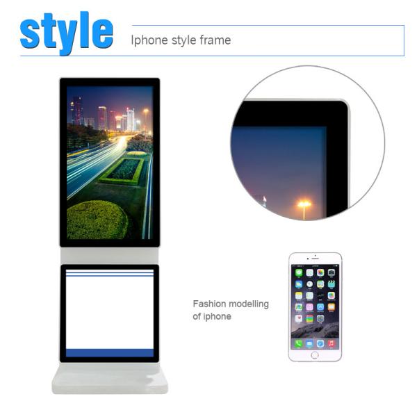 Rotating Digital Poster Touch Screen Monitor Floor Stand , High Resolution Digital Kiosk Display