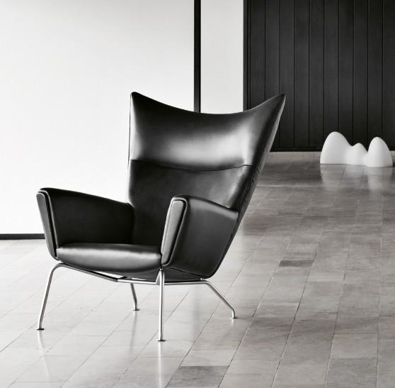 High Back stainless steel legs fabric Hans Wegner Upholstered Wing Customized reclining fabric cozy Lounge Chair