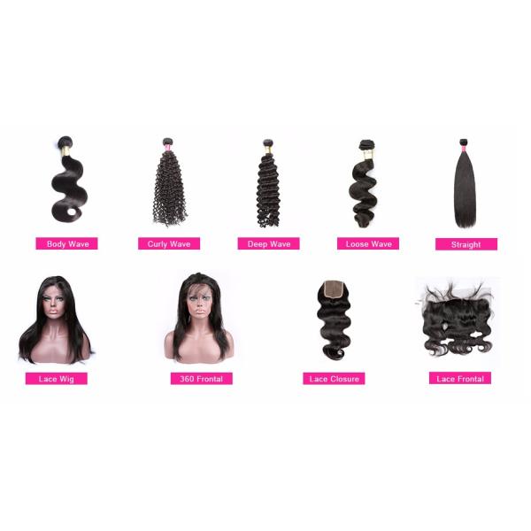 Virgin Human Hair Front Lace Wigs Loose With Baby Hair Around , Elastic