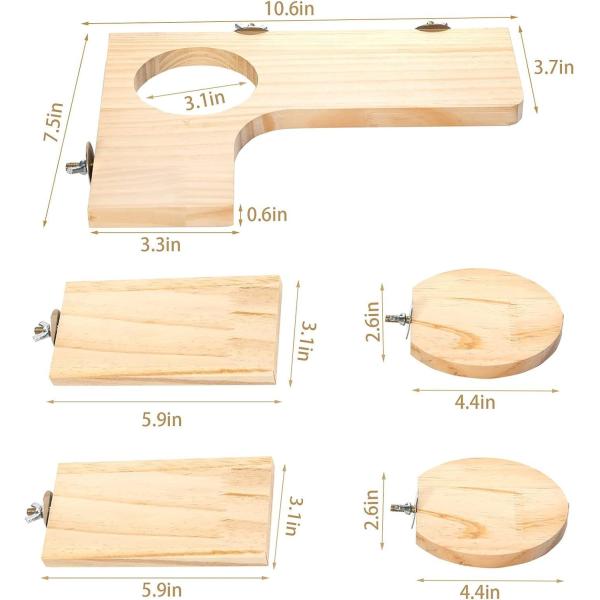 Wooden Platform for Hamster Cage L-Shaped Round Hole 5Pcs Pedal Toys Customized Logo