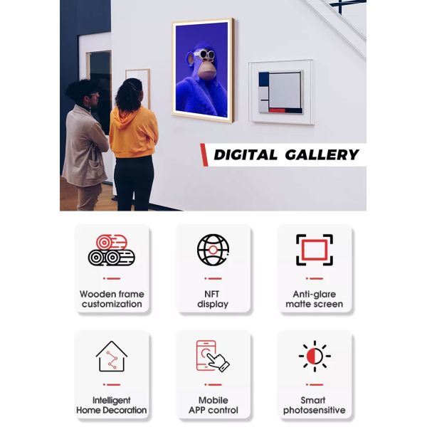 21.5 Inch Art Wooden Wifi Digital Photo Frame HD1920*1080 Resolution App Upload