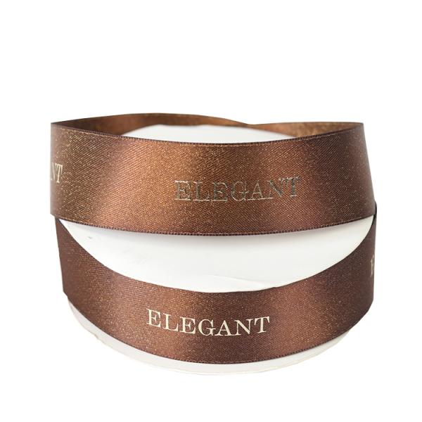 2 . 5 Inch Thin Decorative Satin Ribbon Black / Brown / Golden Color