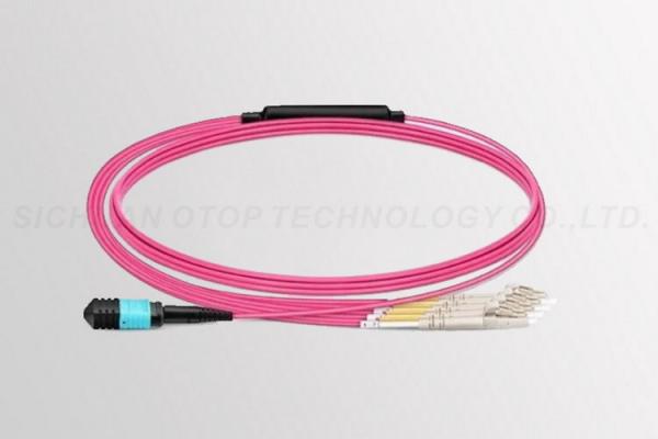 Straight Polarity Multi Fiber Push On Pink Cable LC Connectors Female to Male