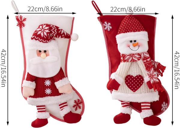 Christmas Stockings 2 Pack 3D Gnomes Santa Christmas Stockings Personalized Christmas Stockings White Christmas Decor