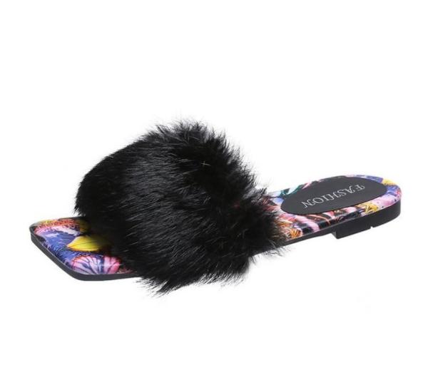 Outdoor Slider Sandals Slides White Custom Soft Raccoon Fur Slipper Wholesale Price Real Fur Slipper New Design For Lady