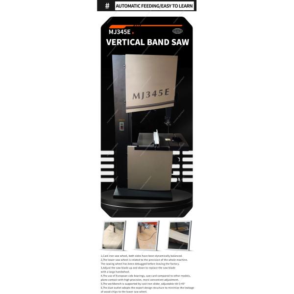 Garment Shops Can Adjust Cutting Angle with MJ345E Wood Cutting Vertical Band Saw