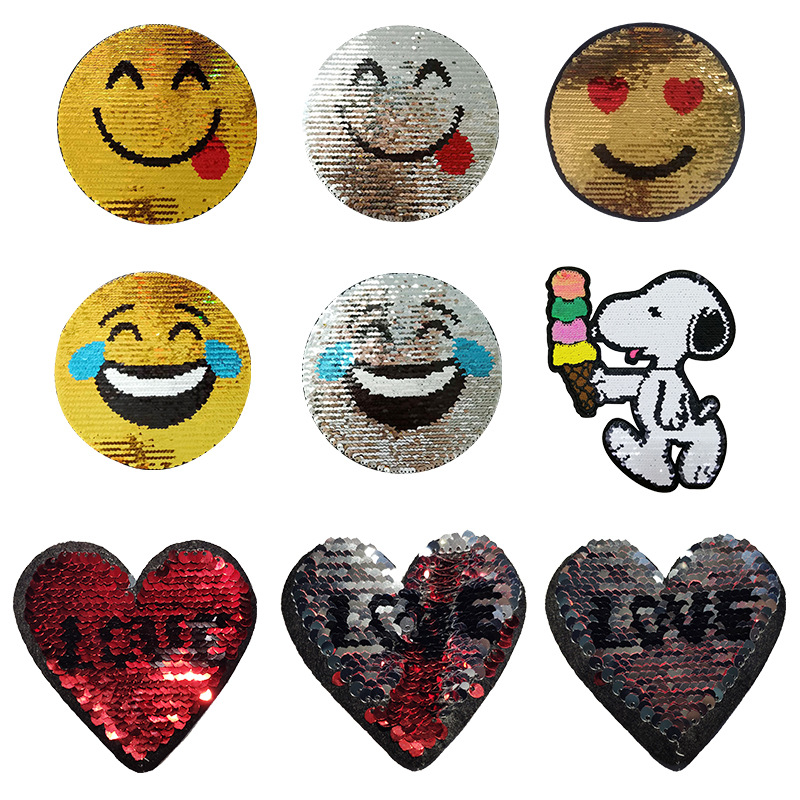 Eagle Pattern Sequin Embroidered PU Fabric Badges Iron-On Style Motorcycle Patches and Clothes Back Embroidery