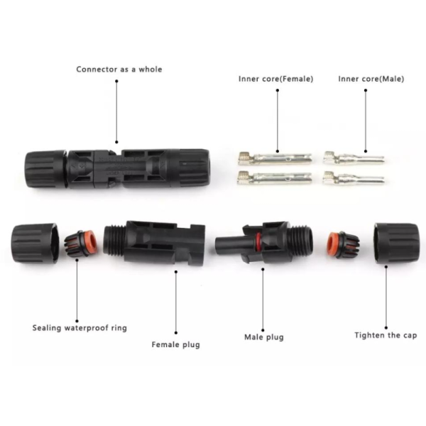 PV004-T5 Solar Connector 1000V 30A IP67 Rated Photovoltaic Connector For Solar Panel System