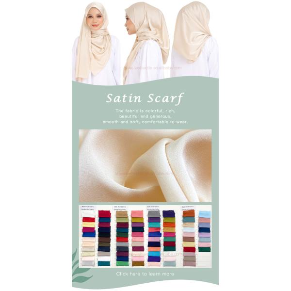 Wholesale High Quality Plain Soft Satin Silk Hijab Shawl Fashion Headscarf Solid Colors Scarf for Women