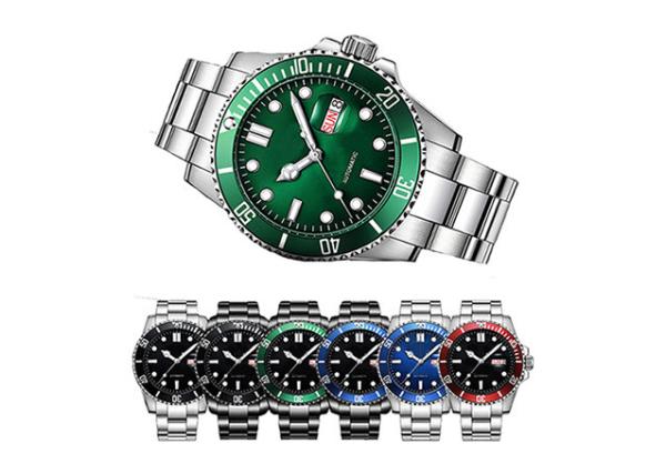 Classic Automatic Bracelet Watch ,  Green Dial Mens Stainless Steel Watches