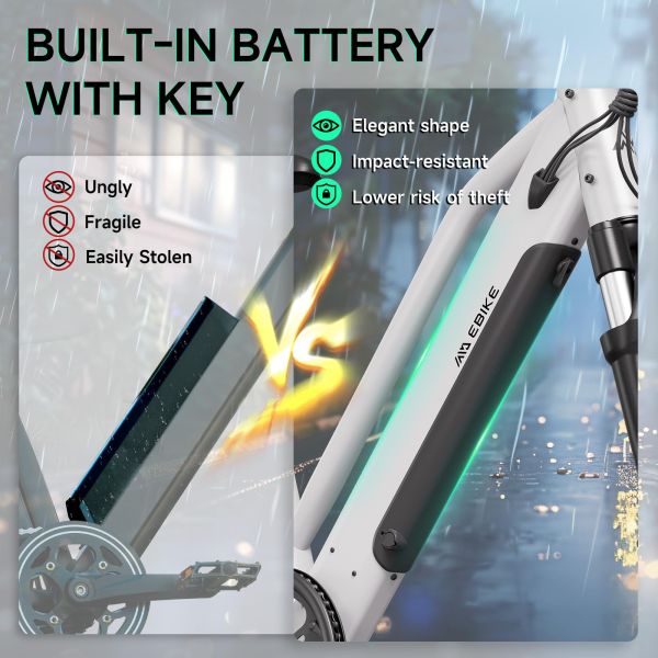 C622 500W Electric City Bike 48V Lithium Electric Mountain Bike with Lithium Battery Carbon Steel Frame 7-Speed Brushless Motor