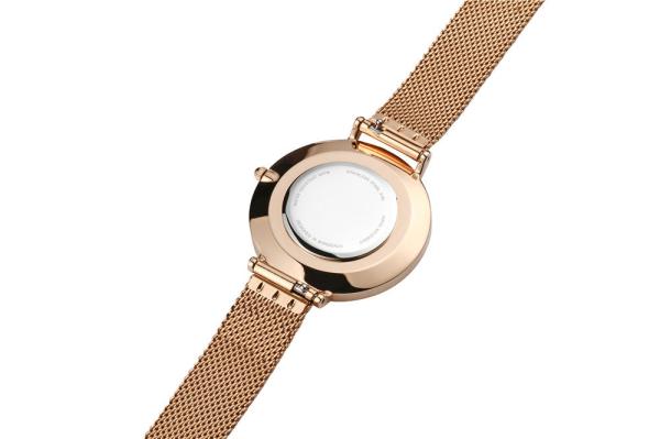 Mesh Band Ladies Stainless Steel Watches Japanese Quartz Movt Rose Gold Plated