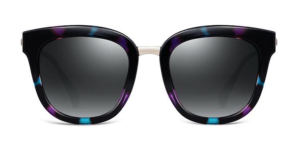 Black Purple Ladies Polarized Sunglasses Lens Metal Frames Size 53 23 148