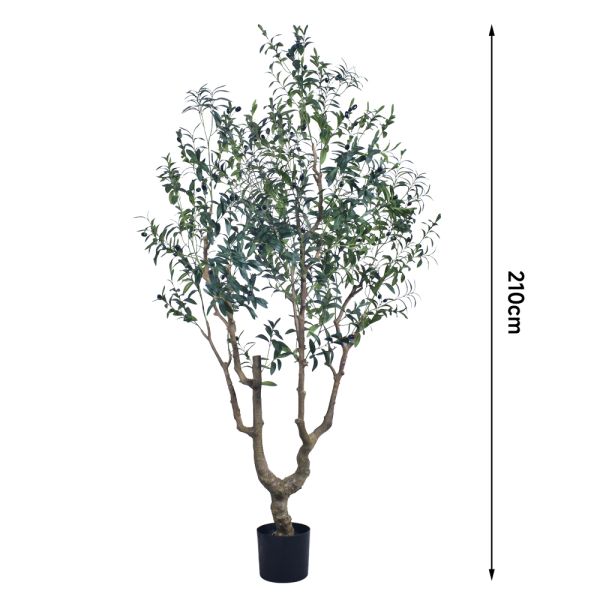 Large Artificial Olive Tree with Real Wood Trunk - 7FT & 8FT Sizes for Hotel Lobby & Luxury Villa Entrance Decor
