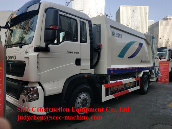 Sinotruk Howo 4x2 Rubbish Truck 12m3 Hydraulic Lifting 290hp 2m3 Filler Capacity