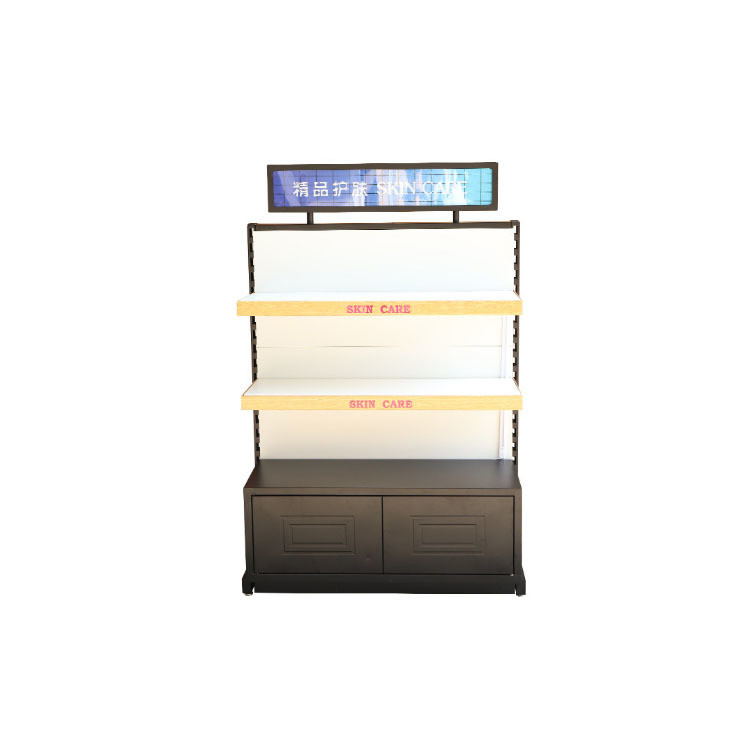 Customized Solid Wood Cabinet Showcase Shelves for Beauty Products in Retail Stores