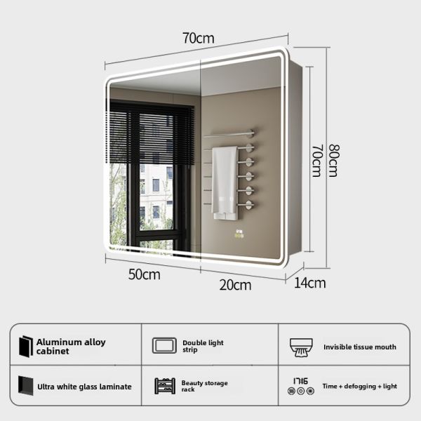Modern Luxury LED Bathroom Medicine Cabinet Water-Resistant Touch Switch Aluminum Frame Defogger IP44 Rated Wall-Mounted Hotels
