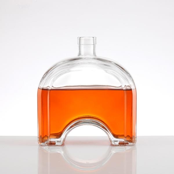 Professional Arc Shaped Glass Brandy Liquor Bottles for Beverage Industry