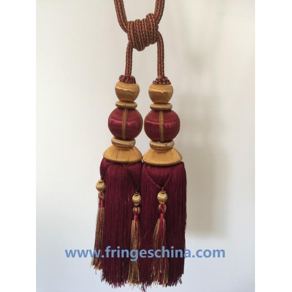 Hot selling custom long tassel fringe trimming for curtain attractive tieback hanging ball