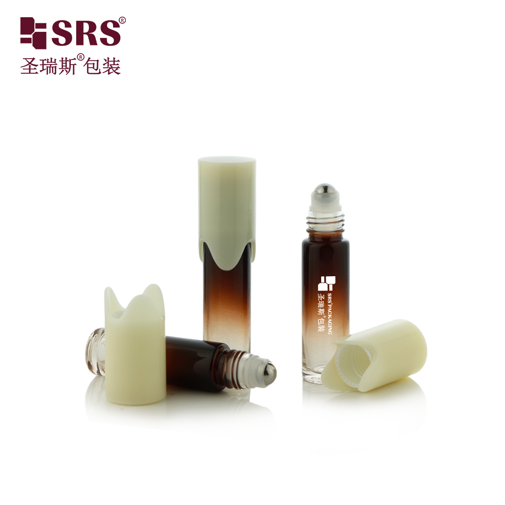 BLPY 10ml Empty Glass Roll On Bottle with Special Shaped Cap for Essential Oil