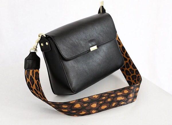 Fashion retro joker soft PU leather shoulder aslant cross bag leopard-print wide shoulder strap small crossbody bags