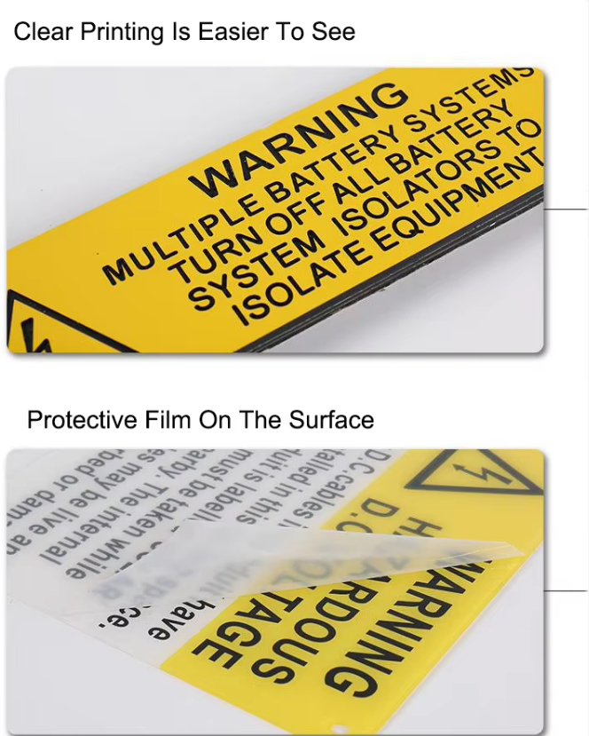 Customize Engraved Plastic Abs Solar System Panels Warning Label Kit Tag High Voltage Pv Warning Safety Strong Self-Adhesive