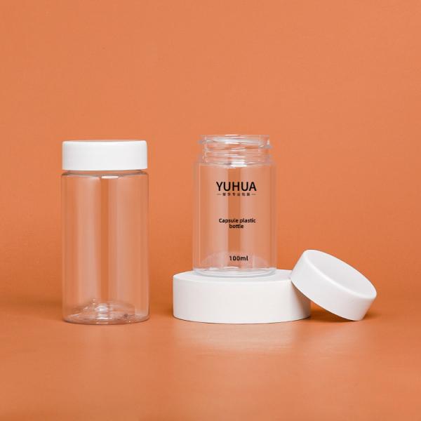 cylindrical Plastic Bottle Pet Material With White Cap Empty PET Plastic Bottle