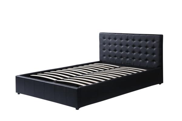 Tufted Headboard Solid Wood Double Bed Modern Style Designs Sofa Cum Full Line Shape