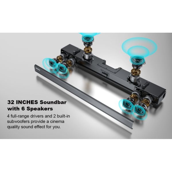 2.1 Built In Subwoofer High Stereo Theater Loudspeaker Karaoke Home Audio Soundbar With Wireless Microphone