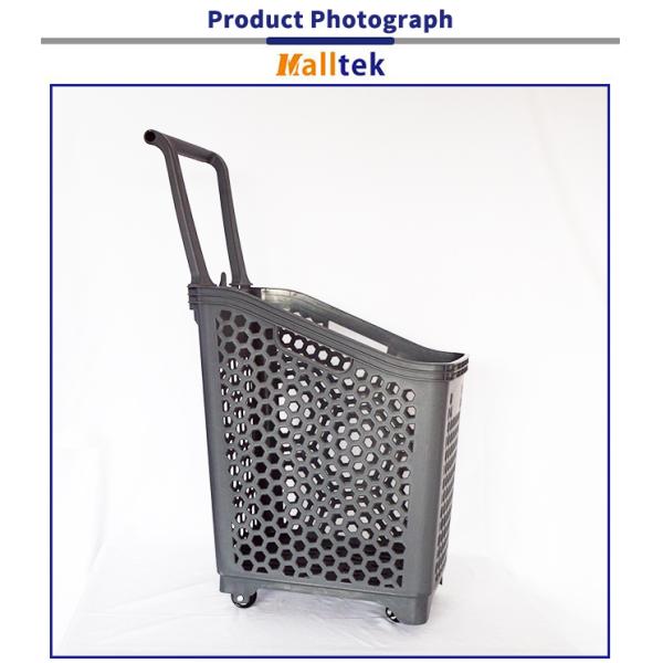 4- Cesta de compras gris del supermercado de las ruedas, cestas de compras al por menor más grandes