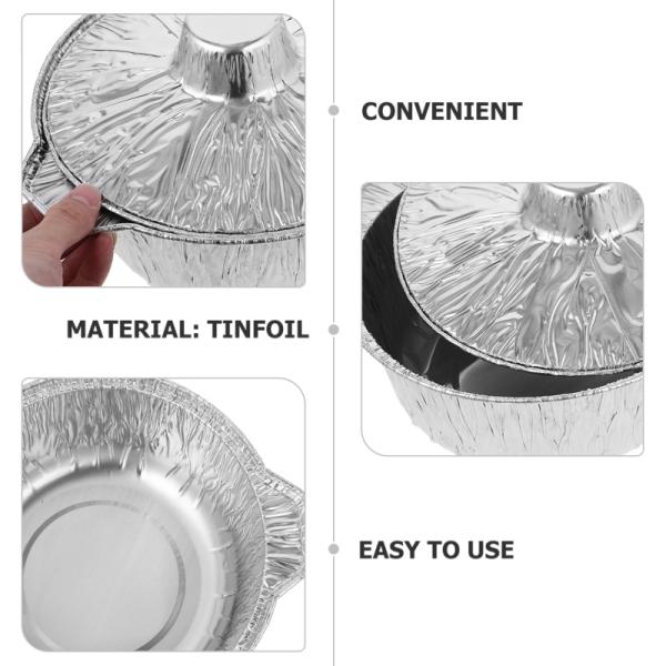1100Ml 6Pcs Round Tinfoil Pots for Baking Aluminum Foil Pie Pans Lids Disposable Tin Pot