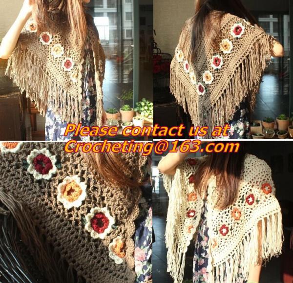 Lady's Crochet Knitted Shawl,Hand Knitted Shawl ,Women Poncho, Free Knitting Crochet Woman