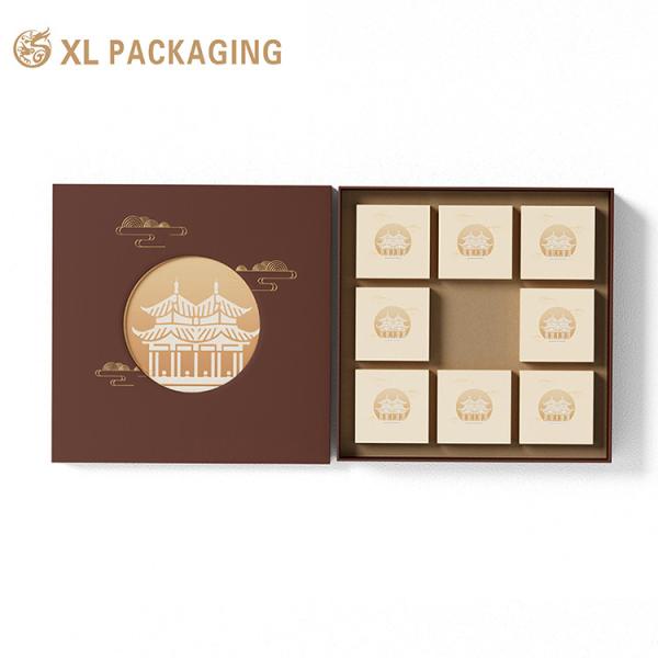 Customized Mooncake Packaging Box with Holder Insert Laminated Material Paper Gift Box