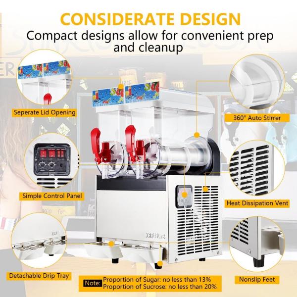 Commercial Slushy Machine Stainless Steel Smoothie Frozen Drink Maker Suitable for Ice Juice Tea Coffee Making