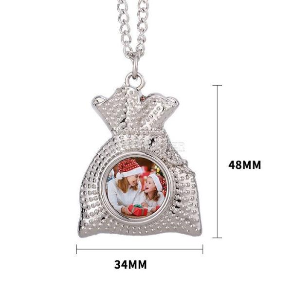 Personalized Sublimation Christmas Lucky Bag Hanging Pendant Necklace custom metal necklace