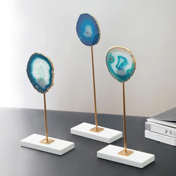 Contemporary Marble Base tabletop Agate Decorative Art Craft