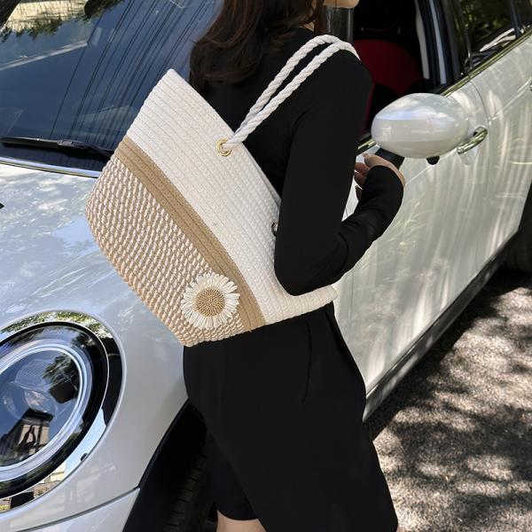 Crochet Raffia Knot Handbags Summer Beach Straw Knot Bag Fashion Summer High Quality Ladies Crochet Raffia Straw Beach Bag Tote Bag Striped Big Hand Bags