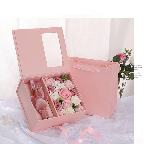 Luxury Black Cardboard Valentine'S Day Flower Gift Box 1.0 - 3.0mm Thickness