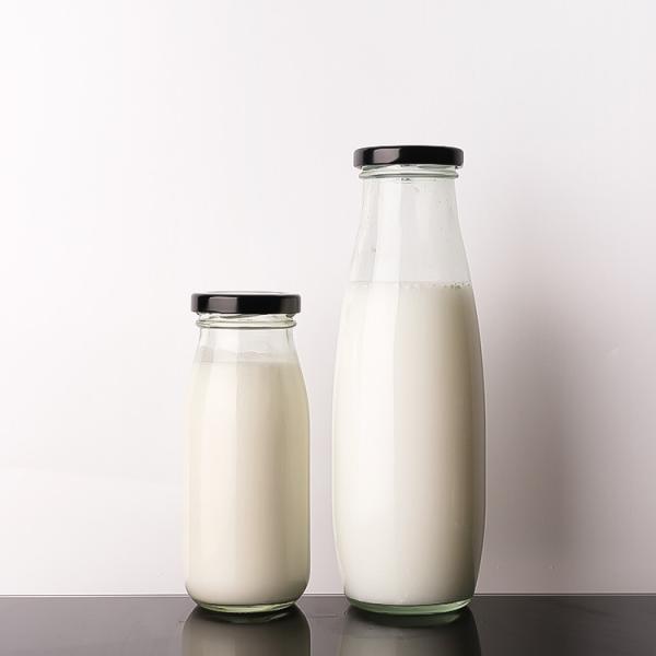 Silk Screen 25Oz 32Oz Milk Packaging Glass Bottle With Metal Lid Beverage Bottle