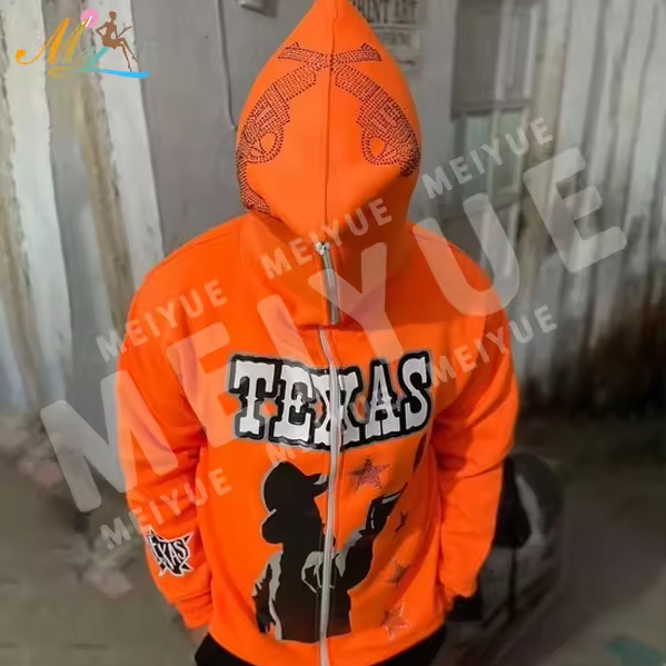 Vêtements Fabricant Custom Fashion Rugestones Full Face Face Hoodie Custom Logo Men Hip Hop Surdimension Full Face Hoodie