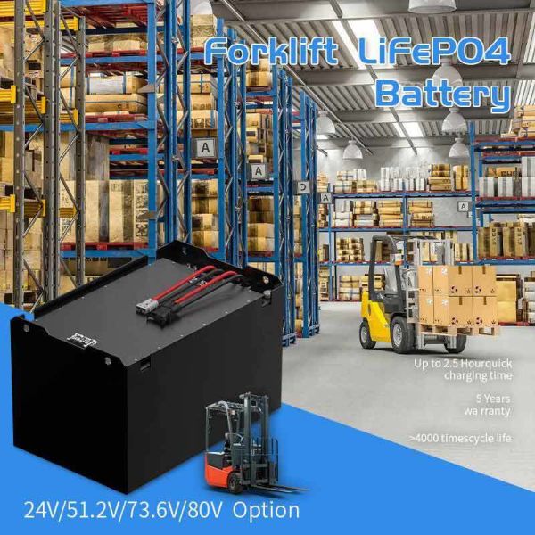 48V 200Ah LiFePO4 Forklift Lithium Battery with 6000 Cycle Life, IP54 Waterproof and Bluetooth Monitoring