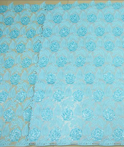 Chemical lace with Red/Pink /Orange Color  + Embroidery Sequin Lace Fabric