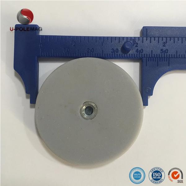 D88x8mm Round Rubber Coated Magnet Base With Outer Thread 45kg Pull Force Round Shape