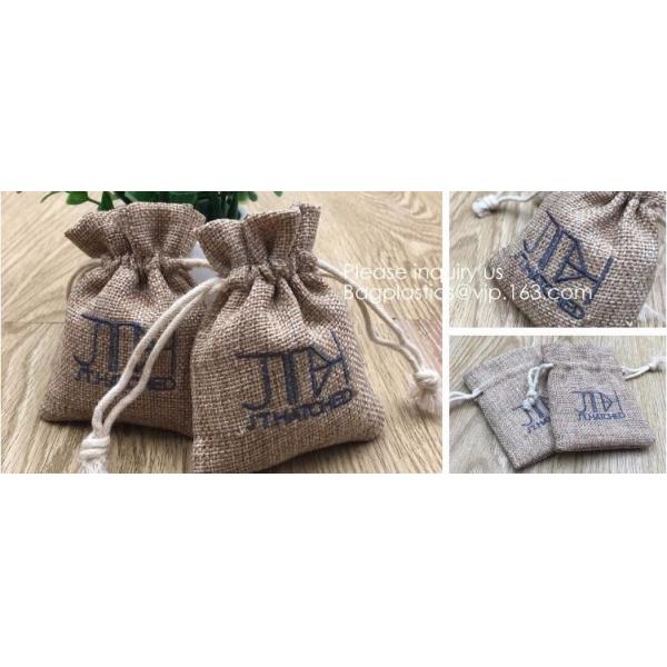 Candy Gift Pouch Bags with String Birthday Wedding Party Gift Jewlery Pouches Party Favor Jute Gift Bags Brown with Whit