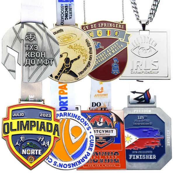 Médaille de marathon en argent d'or d'émail doux sur mesure Médailles métalliques de natation de sport