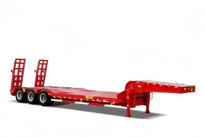 CIMC 3 Axle LowBed Semi Trailer Truck Trailer Equipment Transport Hydraulic Lifting Low Boy Trailer FUWA Axle Heavy Dut