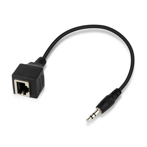 3.5mm Stereo Audio Jack to RJ45 Female Socket Cat5 Cat6 Cat7 Ethernet Extender Cable