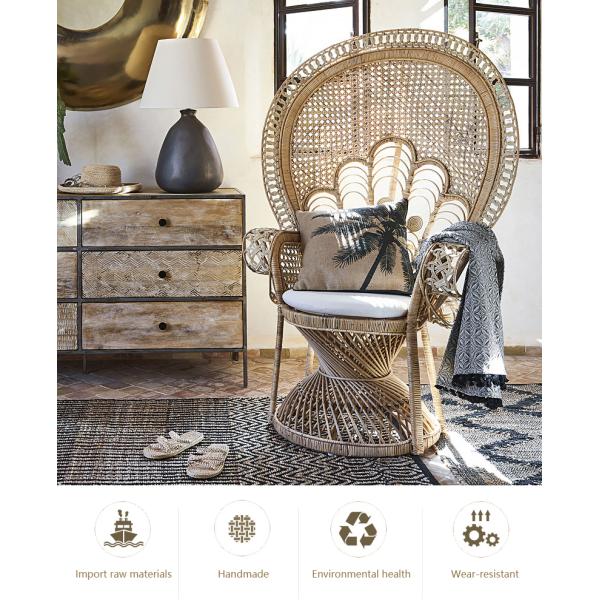 Wooden Rattan Arm Chair Outdoor Wicker Peacock Furniture