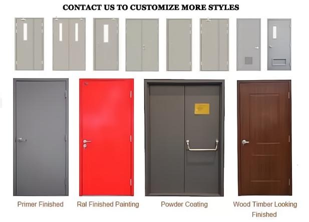 Galvanized Steel Fire Proof Door Fire Resistant Double Fire Rated Door Custom