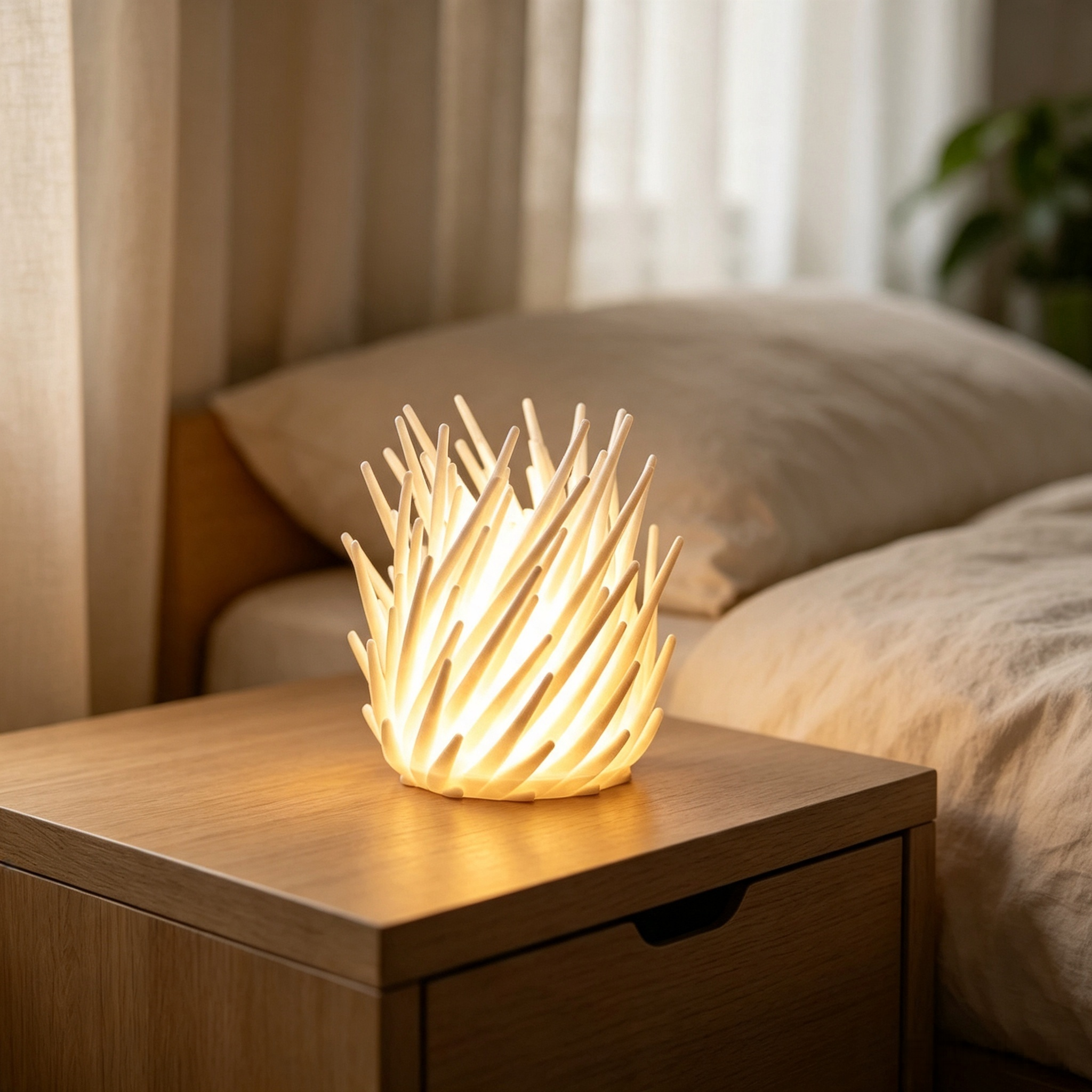 Customizable Designs 3d Print Light Fixture LED Urchin Spike Ambient Lamp
